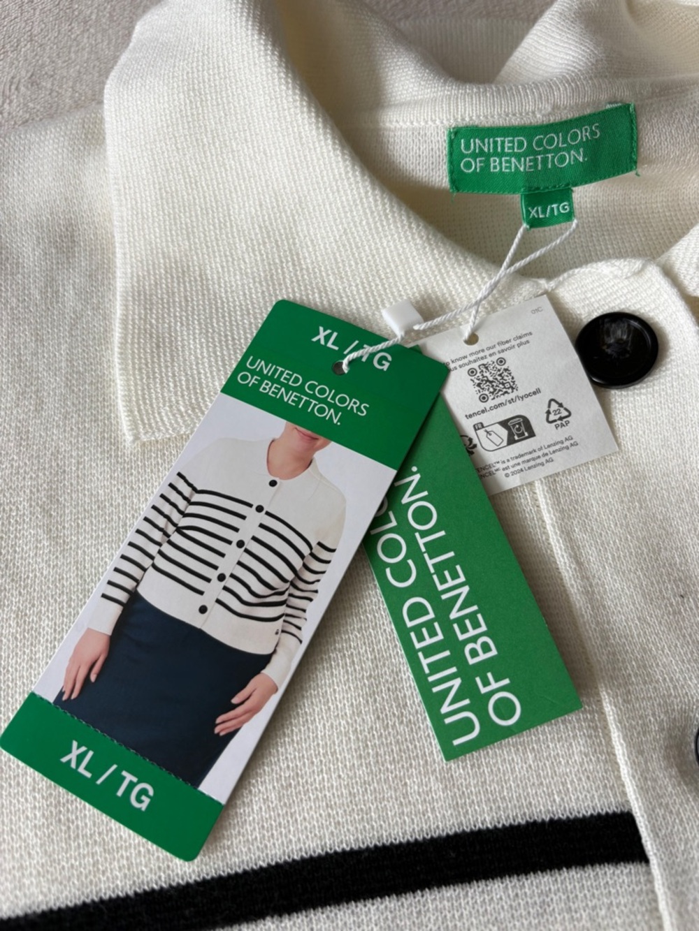 United Colors of Benetton Striped Milano Button-Front Cardigan XL NEW NWT - Picture 4 of 8